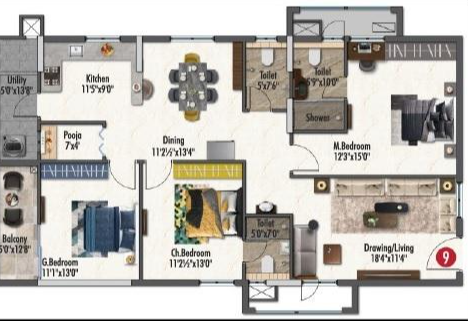 Sri LVRS Tiara Floor plan